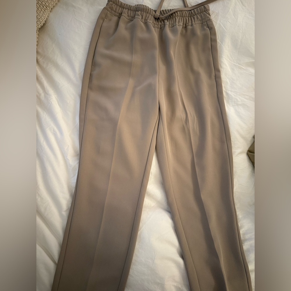 Reiss Hailey tapered Taupe Elastic Waist Pants - Picture 5 of 8